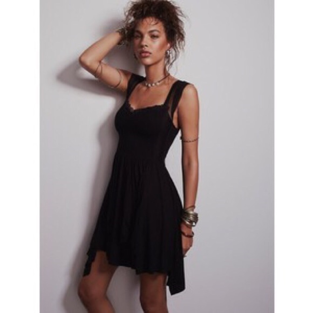 FREE PEOPLE Miss Mini Black fit and flare dress